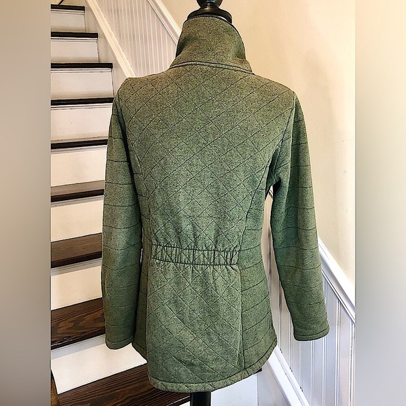 THE NORTH FACE Olive Green Full Zipper Diamond Quilted Fleece Lined Jacket Sz M - Picture 5 of 12